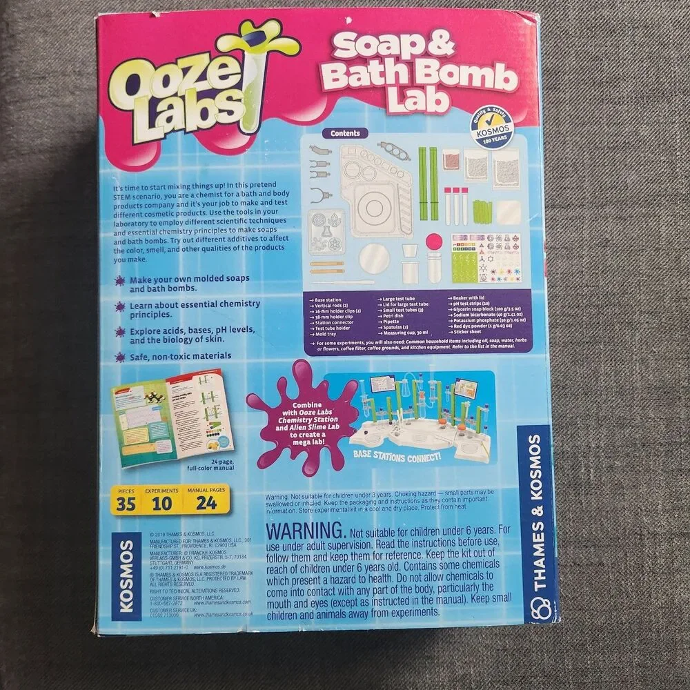New Thames & Kosmos Ooze Labs Soap & Bath Bomb Lab 10 Experiments For Ages 6+